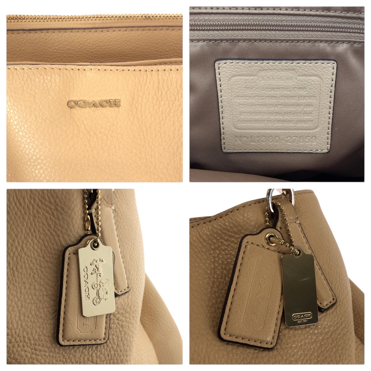 26472
COACH コーチ マディソン ベージュ ブラウン レザー L1380-27859 ショルダーバッグ トートバッグ レディース AB8