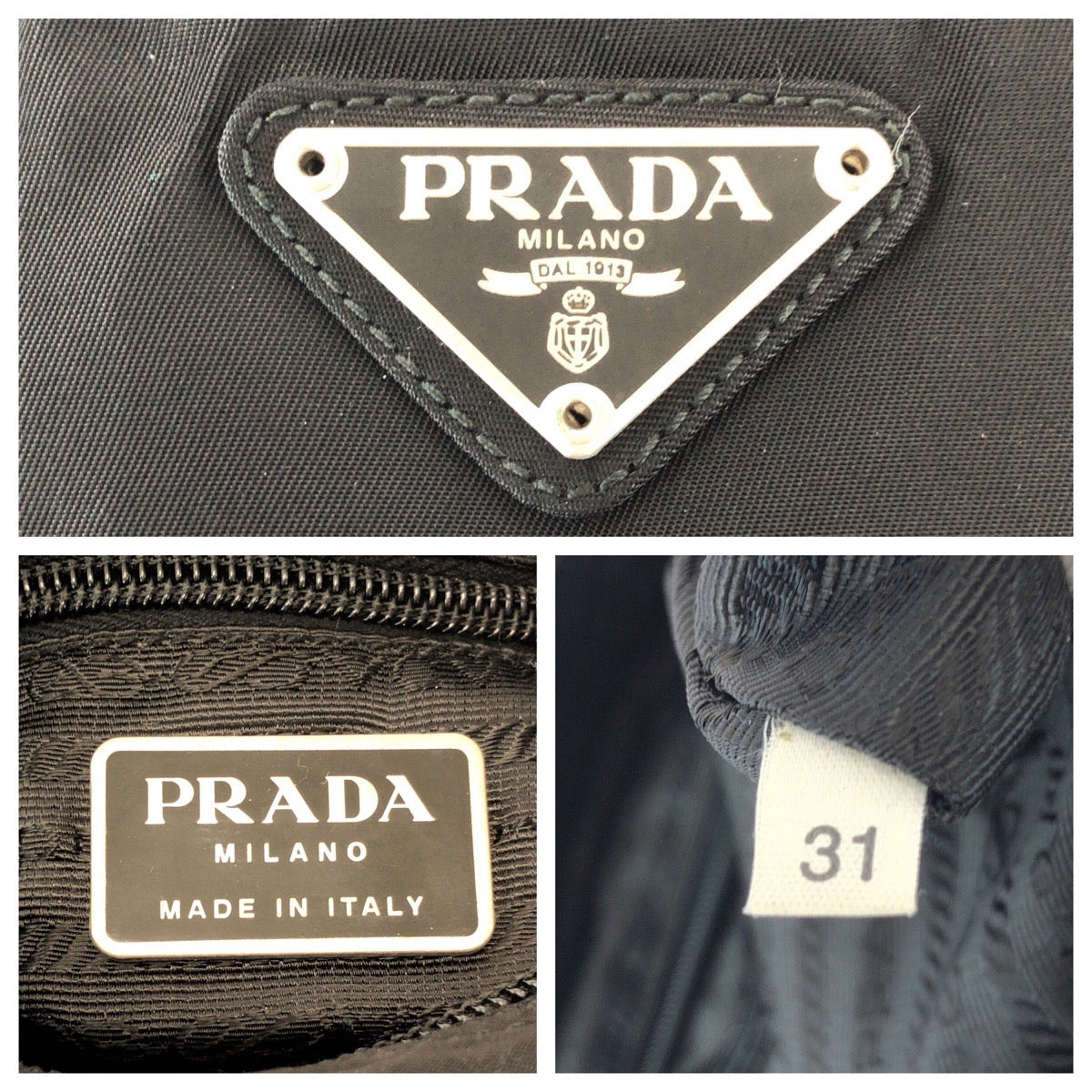26473
PRADA プラダ テスート 三角ロゴプレート ブラック 黒 シルバー金具 ナイロン ショルダーバッグ ポシェット メンズ ABP35