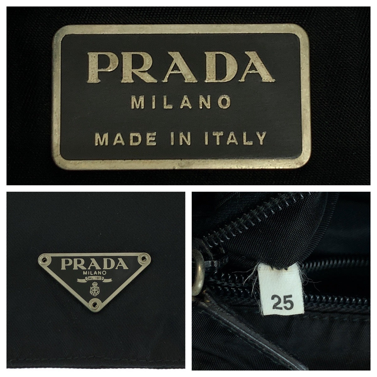26478
PRADA プラダ テスート 三角ロゴプレート ブラック 黒 シルバー金具 ナイロン ショルダーバッグ メッセンジャーバッグ メンズ AB29