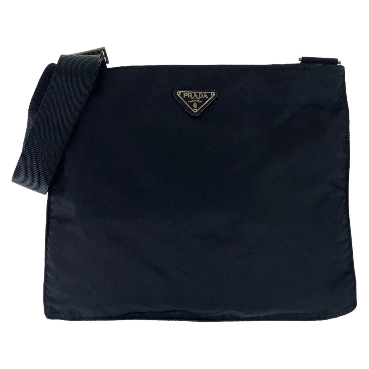 26485
PRADA プラダ テスート 三角ロゴプレート ブラック シルバー金具 ナイロン ショルダーバッグ サコッシュ 男女兼用 メンズ ABP