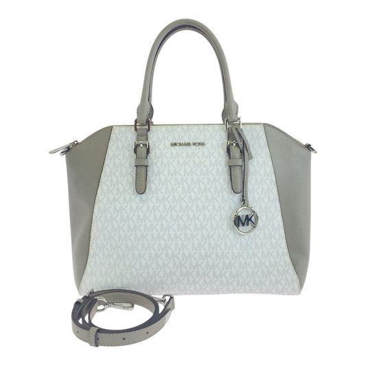 26489
Michael Kors マイケルコース シアラ ホワイト グレー シルバー金具 PVC ハンドバッグ ショルダーバッグ 2way レディース A16