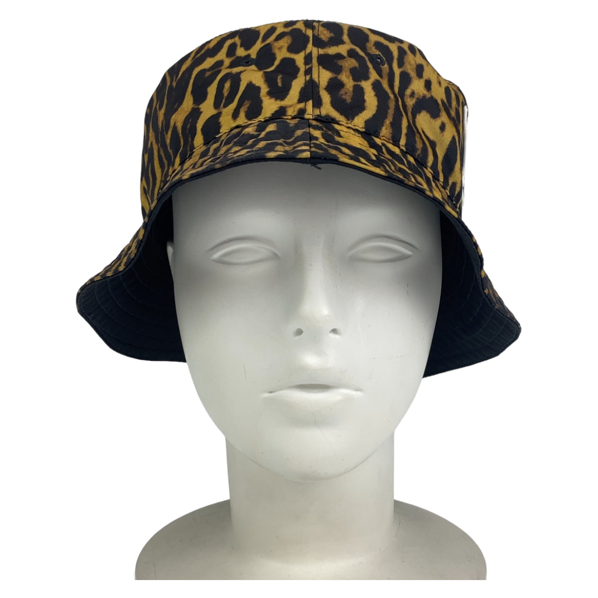 26491
BURBERRY バーバリー レオパード柄 ブラウン ブラック ポリアミド バケットハット 帽子 メンズ SA44