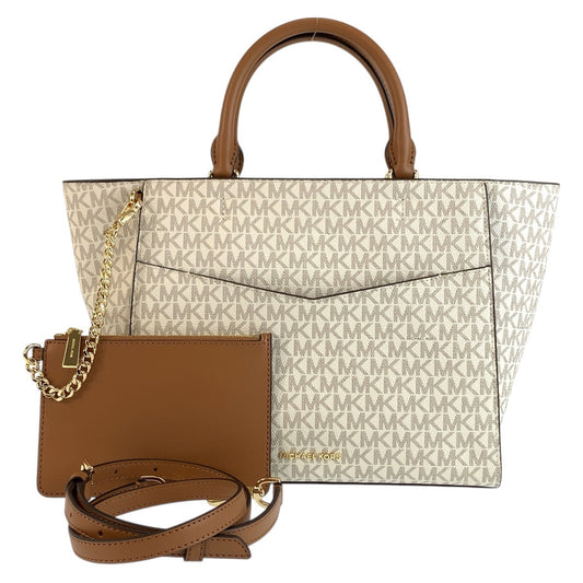26492
Michael Kors マイケルコース サッチェル ミディアム アイボリー グレー ゴールド金具 PVC 30H3G9KS6B ショルダーバッグ ハンドバッグ 2way レディース SA18