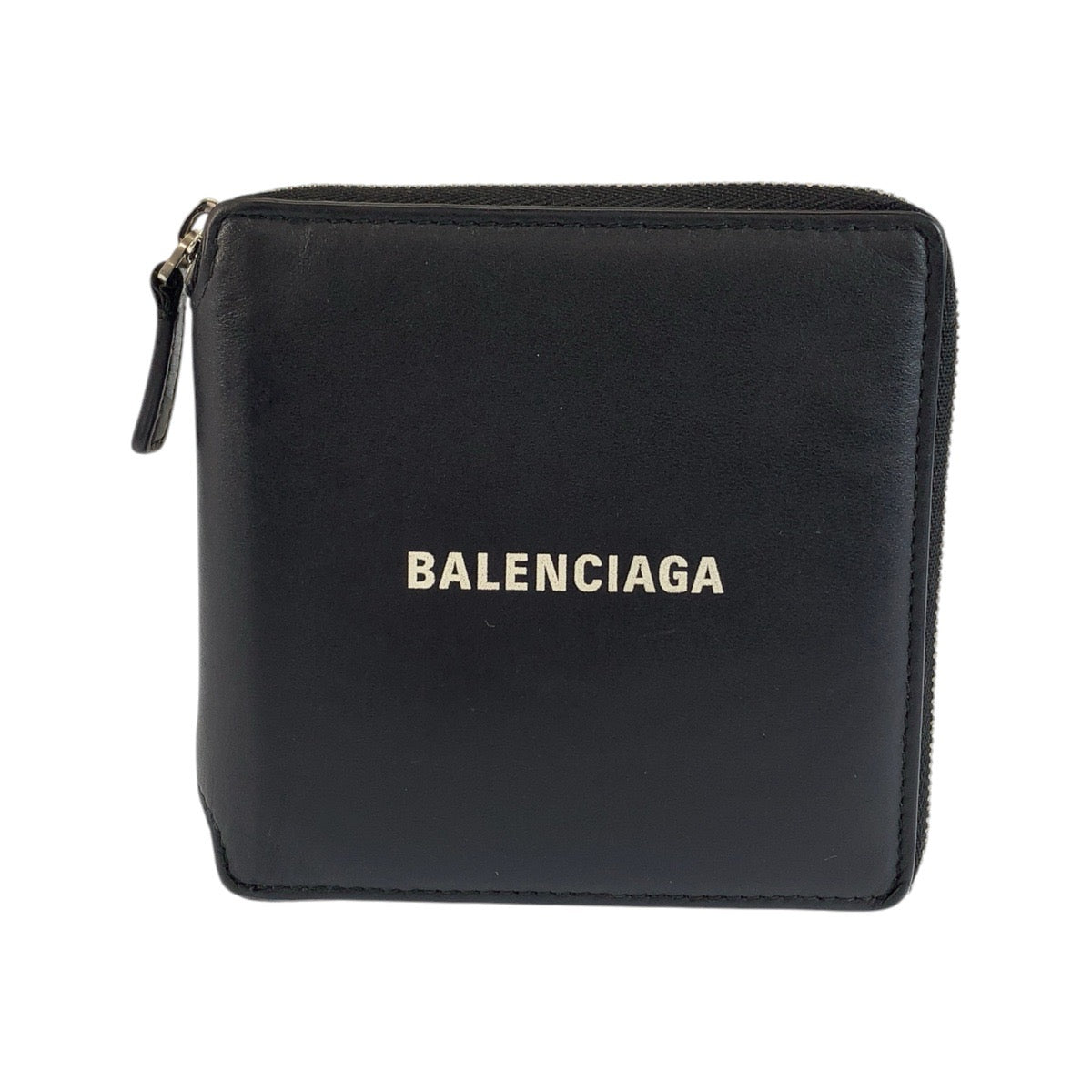 26493
BALENCIAGA バレンシアガ ブラック ホワイト シルバー金具 レザー 折り財布 コンパクトウォレット メンズ ABP