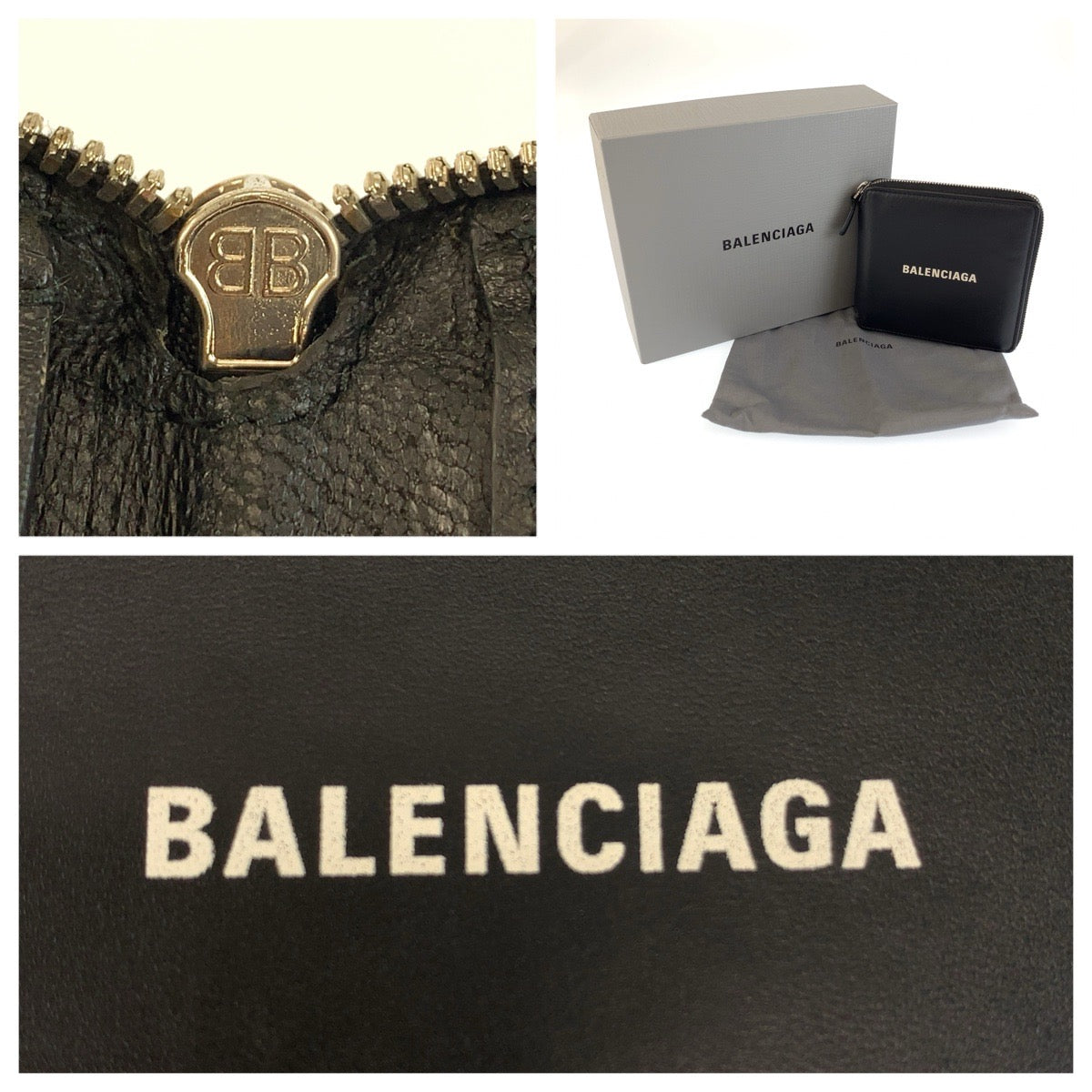 26493
BALENCIAGA バレンシアガ ブラック ホワイト シルバー金具 レザー 折り財布 コンパクトウォレット メンズ ABP