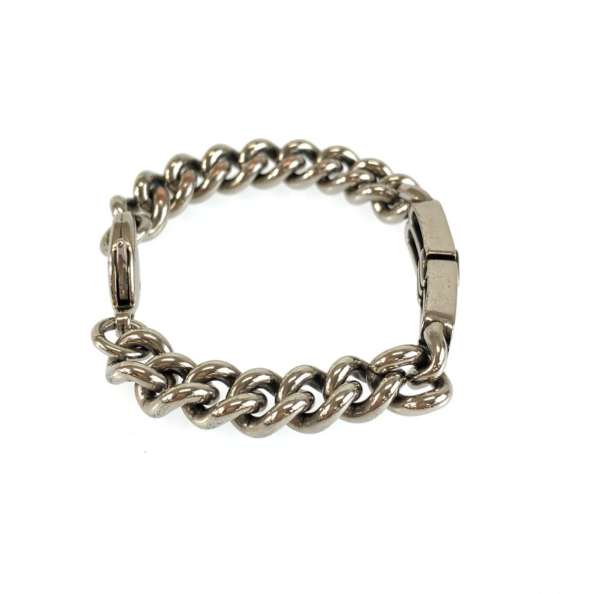 26494
BALENCIAGA バレンシアガ Bb Icon Gourmette サイズM シルバー 真鍮 ブレスレット メンズ A
