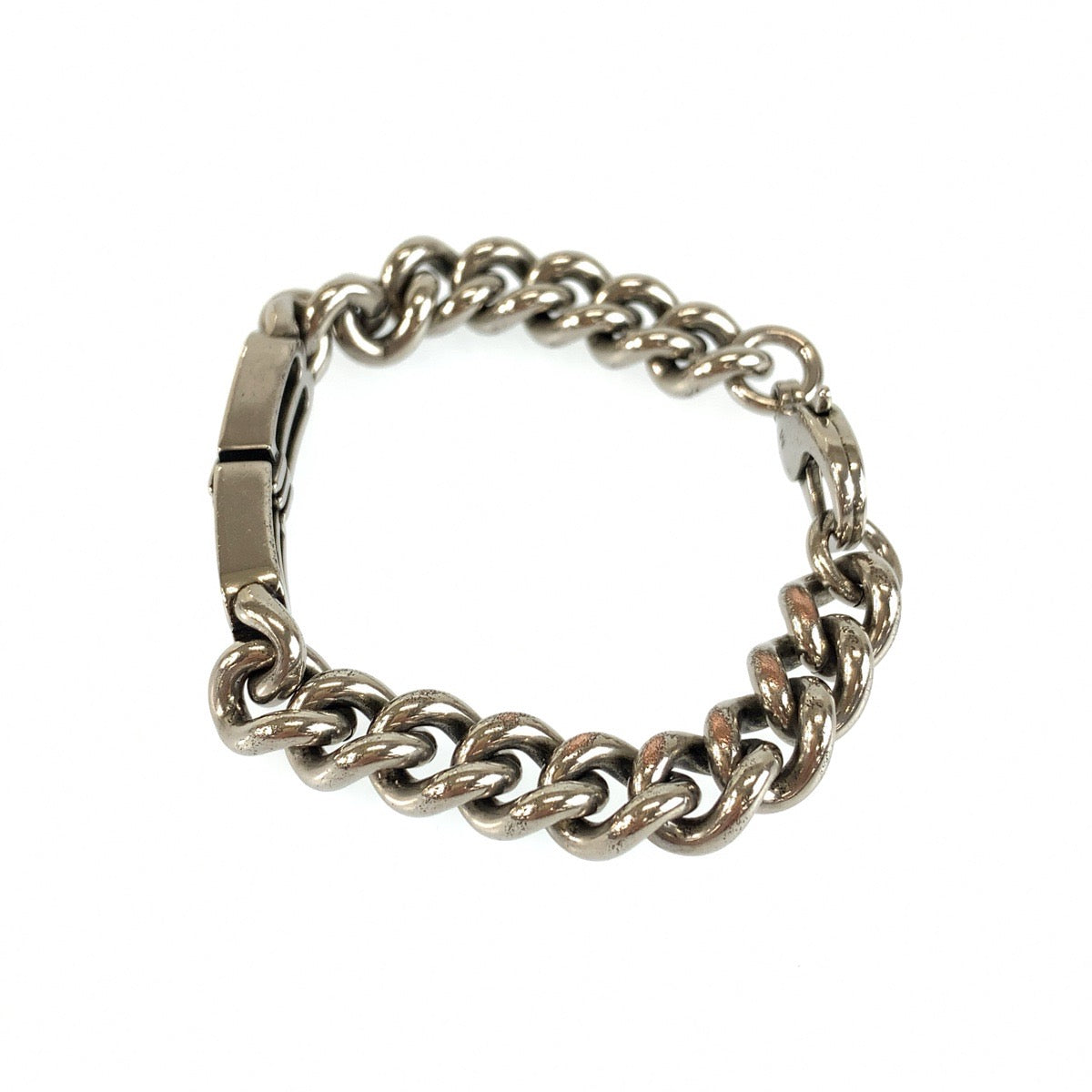 26494
BALENCIAGA バレンシアガ Bb Icon Gourmette サイズM シルバー 真鍮 ブレスレット メンズ A