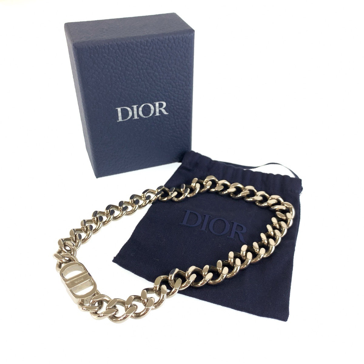 26496
Dior ディオール CD Icon チェーンリンク ネックレス シルバー 真鍮 チェーンネックレス メンズ A
