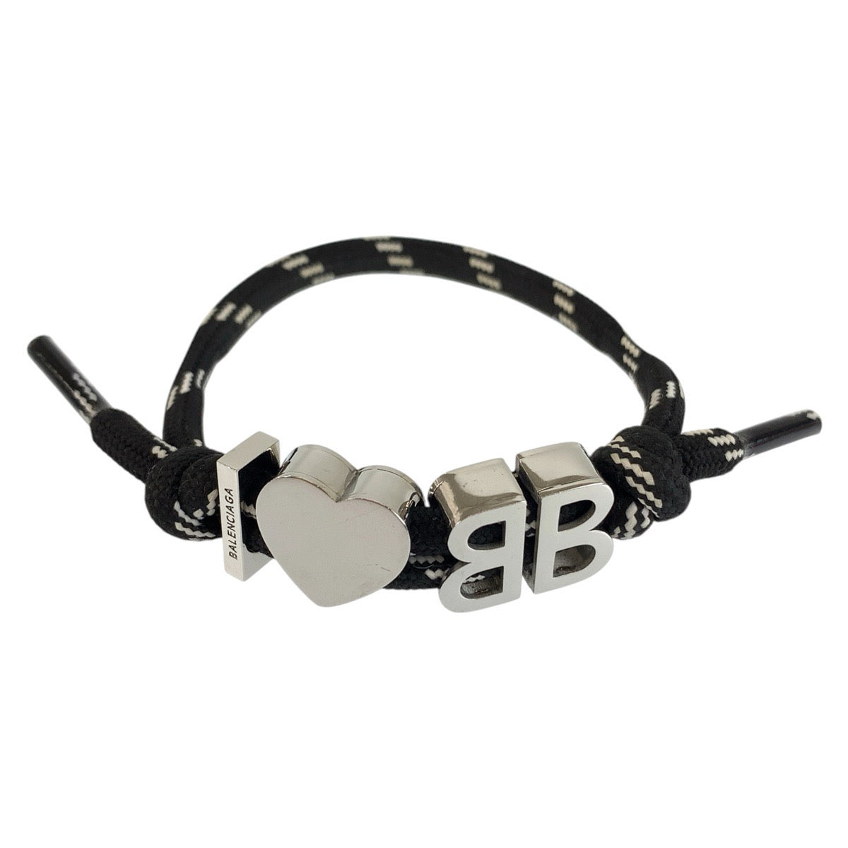 26497
BALENCIAGA バレンシアガ I Love BB ブラック シルバー 真鍮 / ポリエステル バングル ブレスレット レディース A