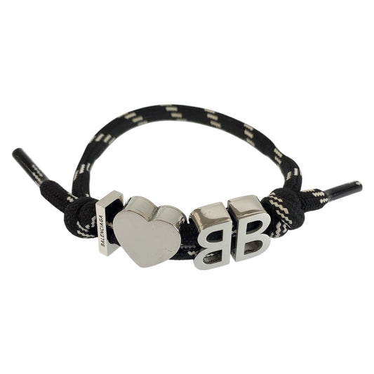 26497
BALENCIAGA バレンシアガ I Love BB ブラック シルバー 真鍮 / ポリエステル バングル ブレスレット レディース A