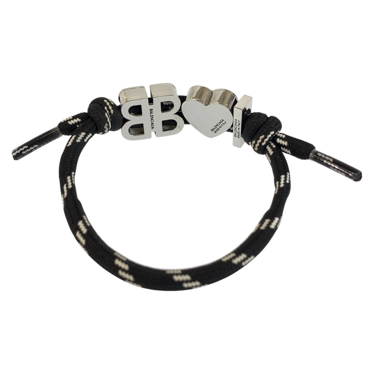 26497
BALENCIAGA バレンシアガ I Love BB ブラック シルバー 真鍮 / ポリエステル バングル ブレスレット レディース A