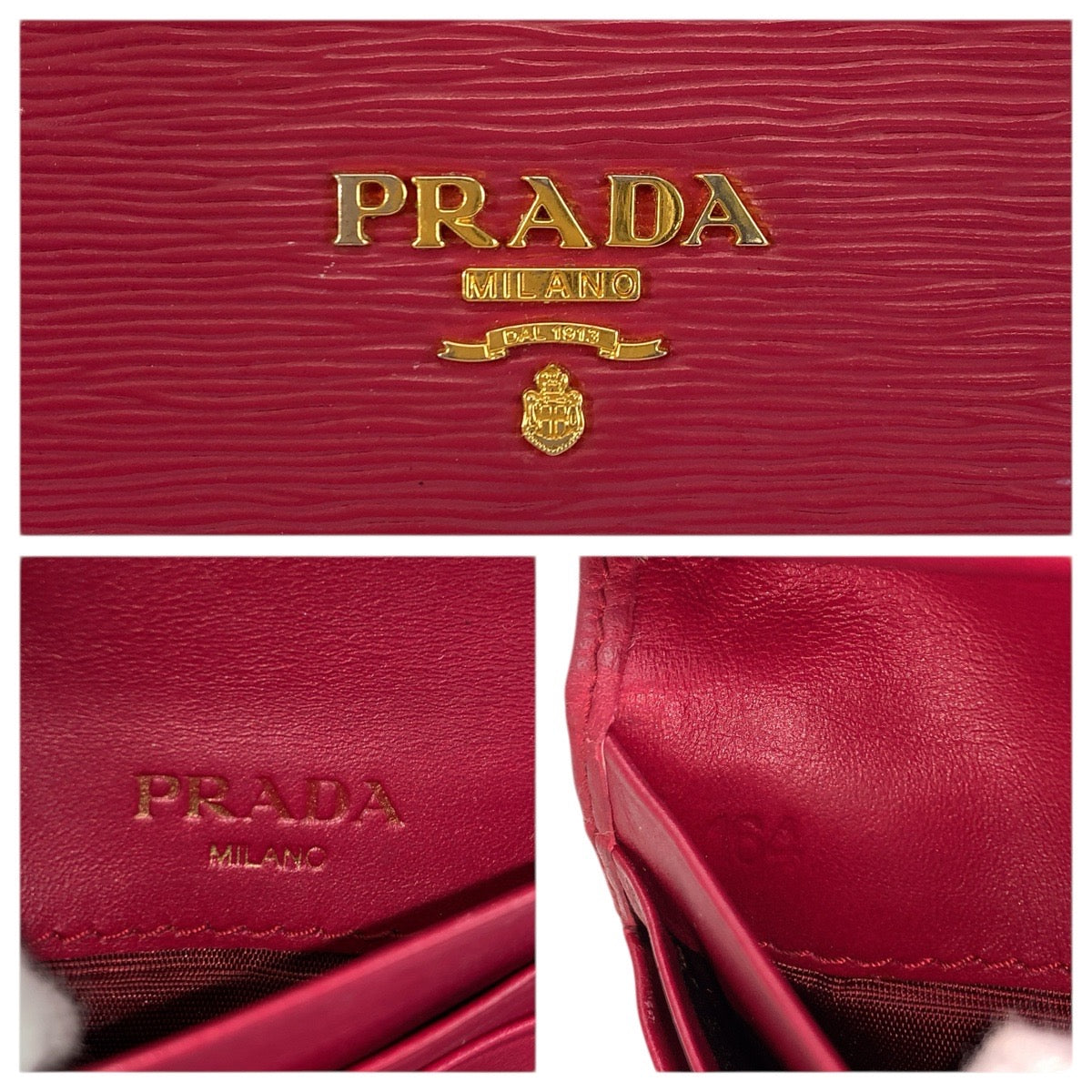 26504
PRADA プラダ サフィアーノ ロゴ ピンク ゴールド金具 レザー 折財布 コンパクトウォレット レディース B21