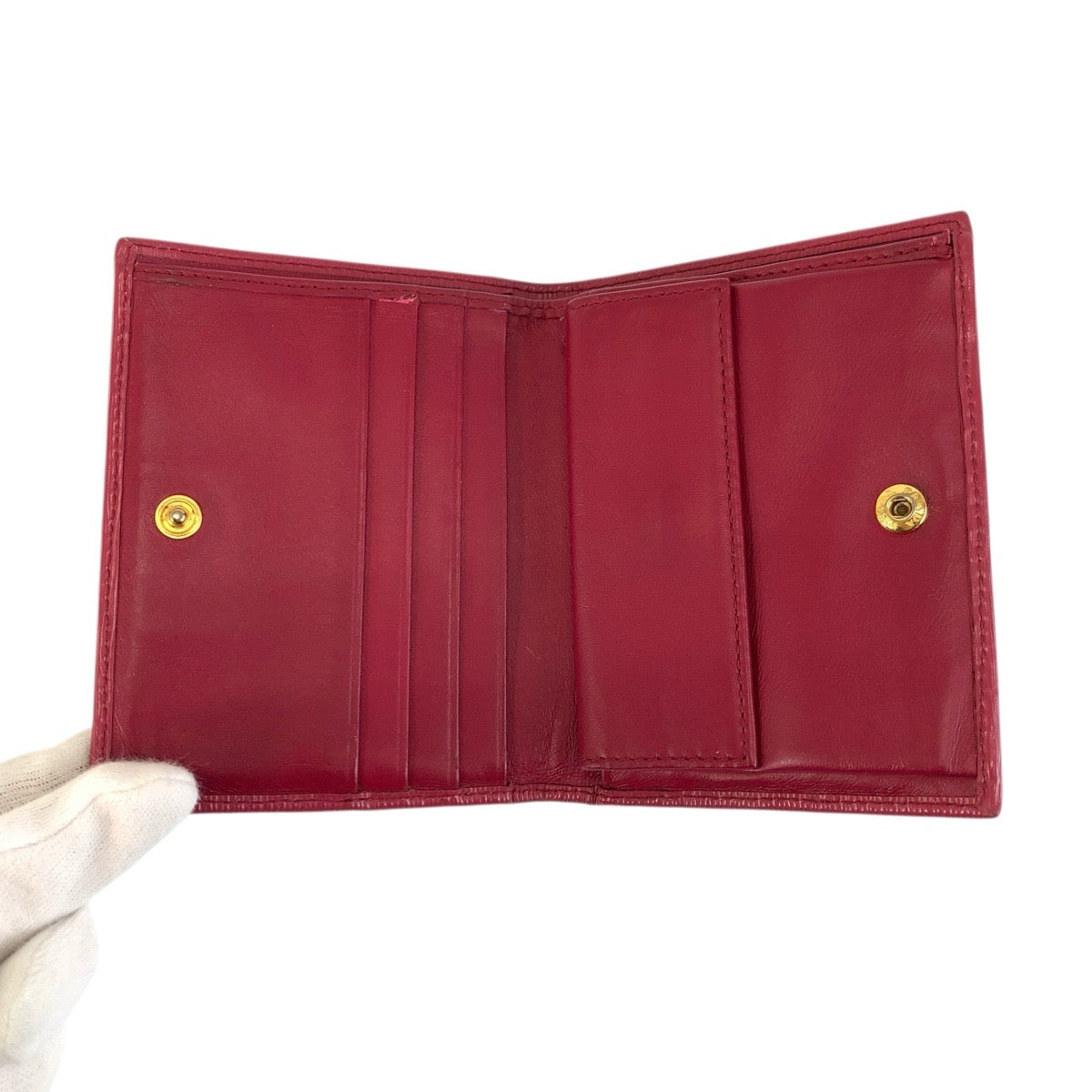 26504
PRADA プラダ サフィアーノ ロゴ ピンク ゴールド金具 レザー 折財布 コンパクトウォレット レディース B21