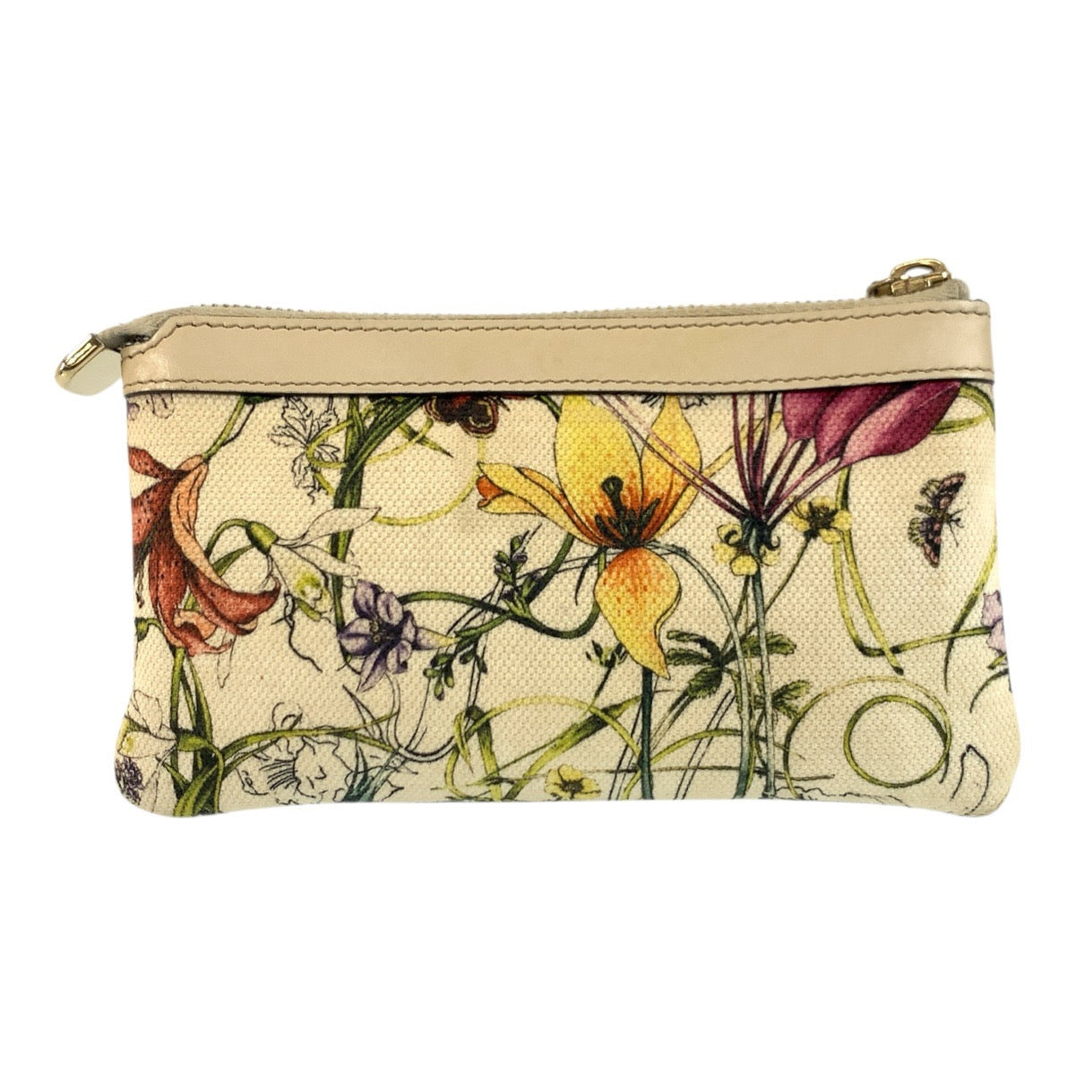 26505
GUCCI グッチ フローラ アイボリー ゴールド金具 キャンバス 282070 小物入れ メイクポーチ 化粧ポーチ レディース ABP28