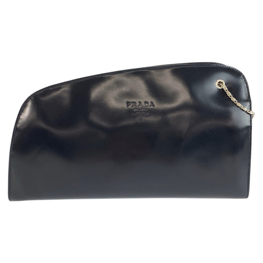 26507
PRADA プラダ ネイビー シルバー金具 パテントレザー チェーンショルダーバッグ レディース AB35