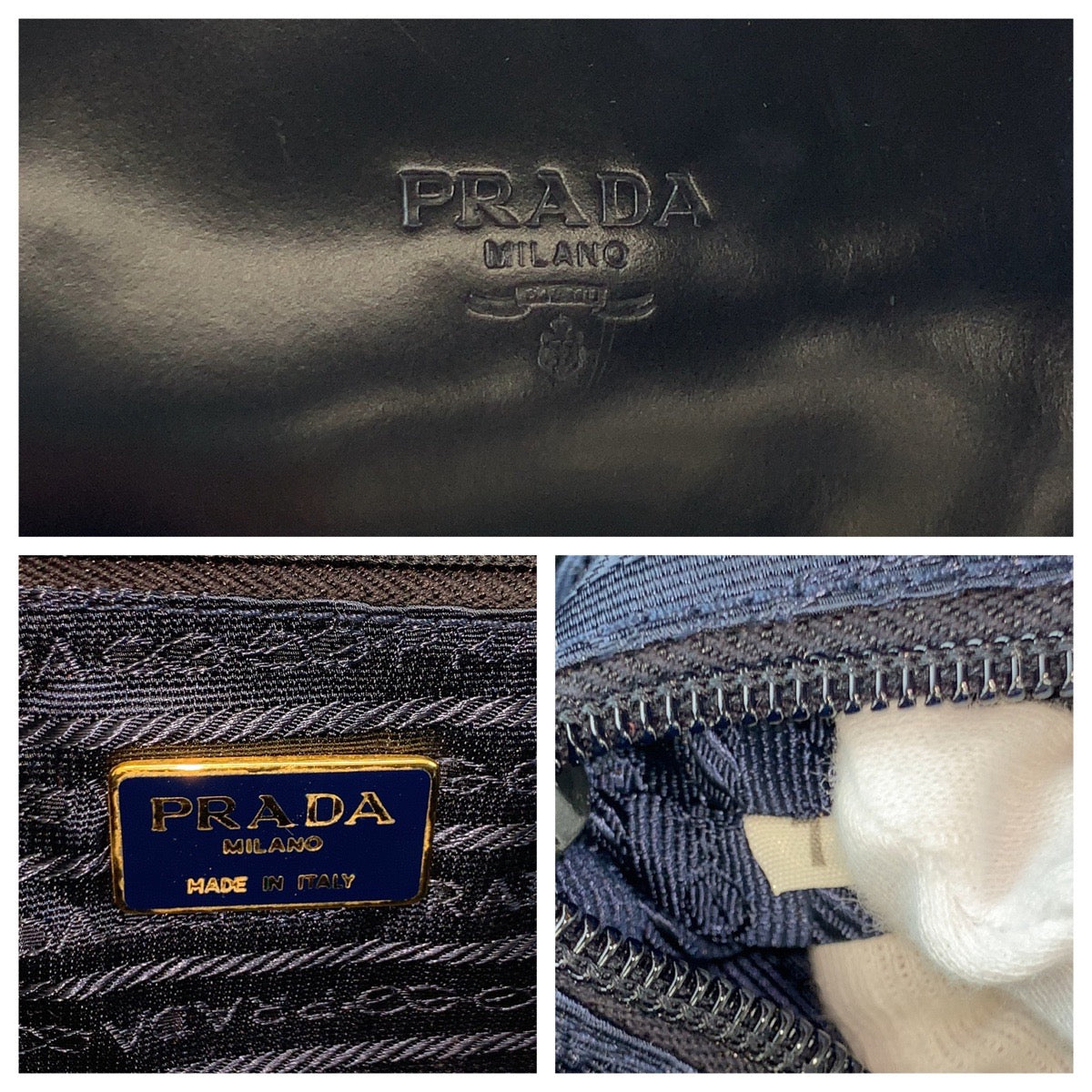 26507
PRADA プラダ ネイビー シルバー金具 パテントレザー チェーンショルダーバッグ レディース AB35