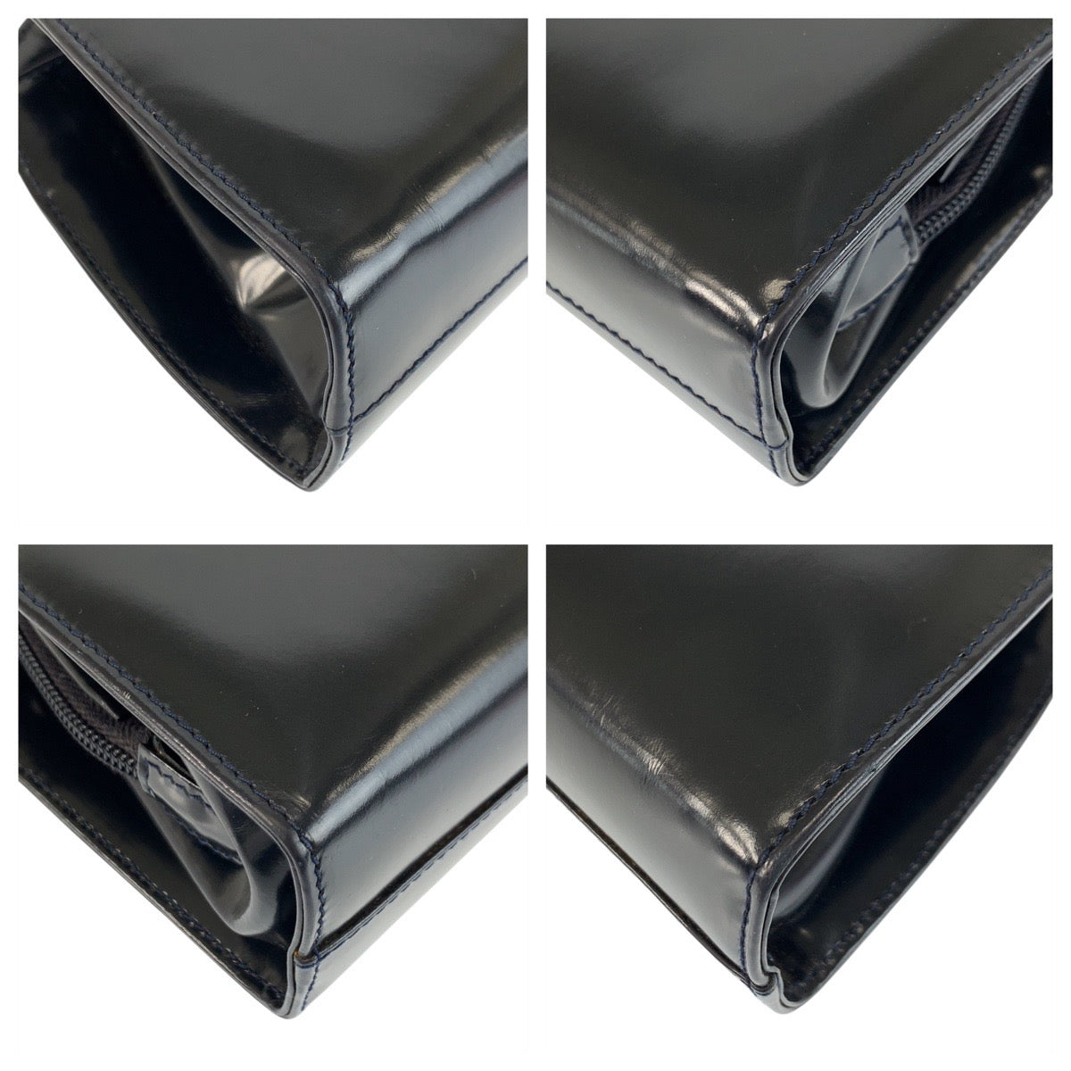 26507
PRADA プラダ ネイビー シルバー金具 パテントレザー チェーンショルダーバッグ レディース AB35