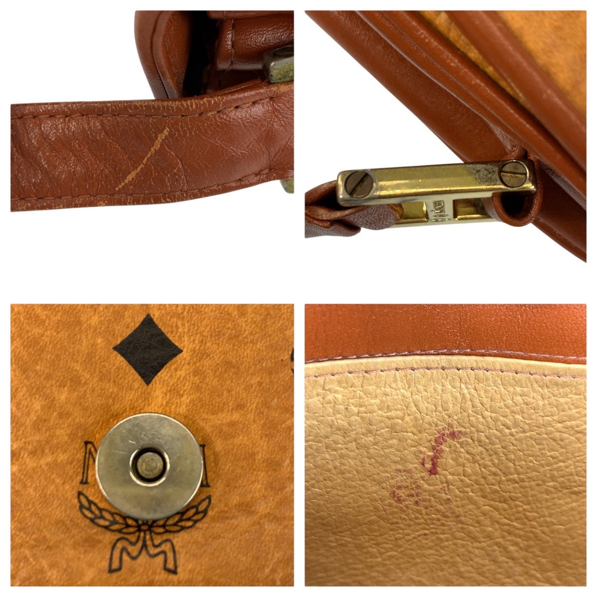 26508
MCM エム シー エム ヴィンテージ ヴィセトス ブラウン ゴールド金具 レザー ショルダーバッグ ポシェット レディース ABP28