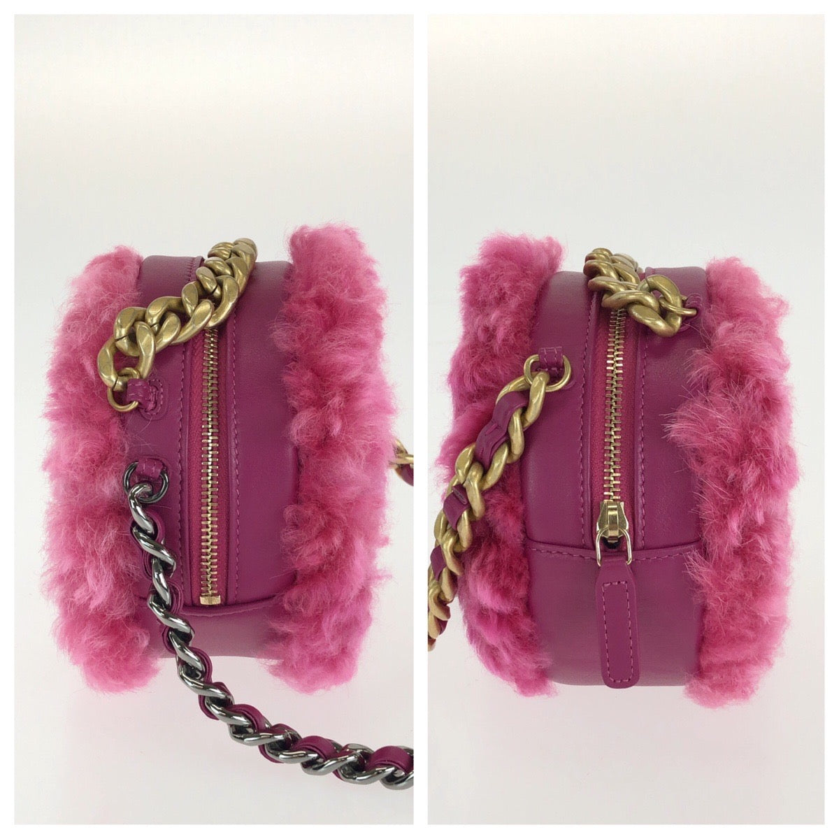 26515
CHANEL シャネル シャネル19 ラウンド クラッチ ウィズ チェーン ココマーク ピンク シープスキン / ラムスキン チェーンショルダーバッグ レディース ABP