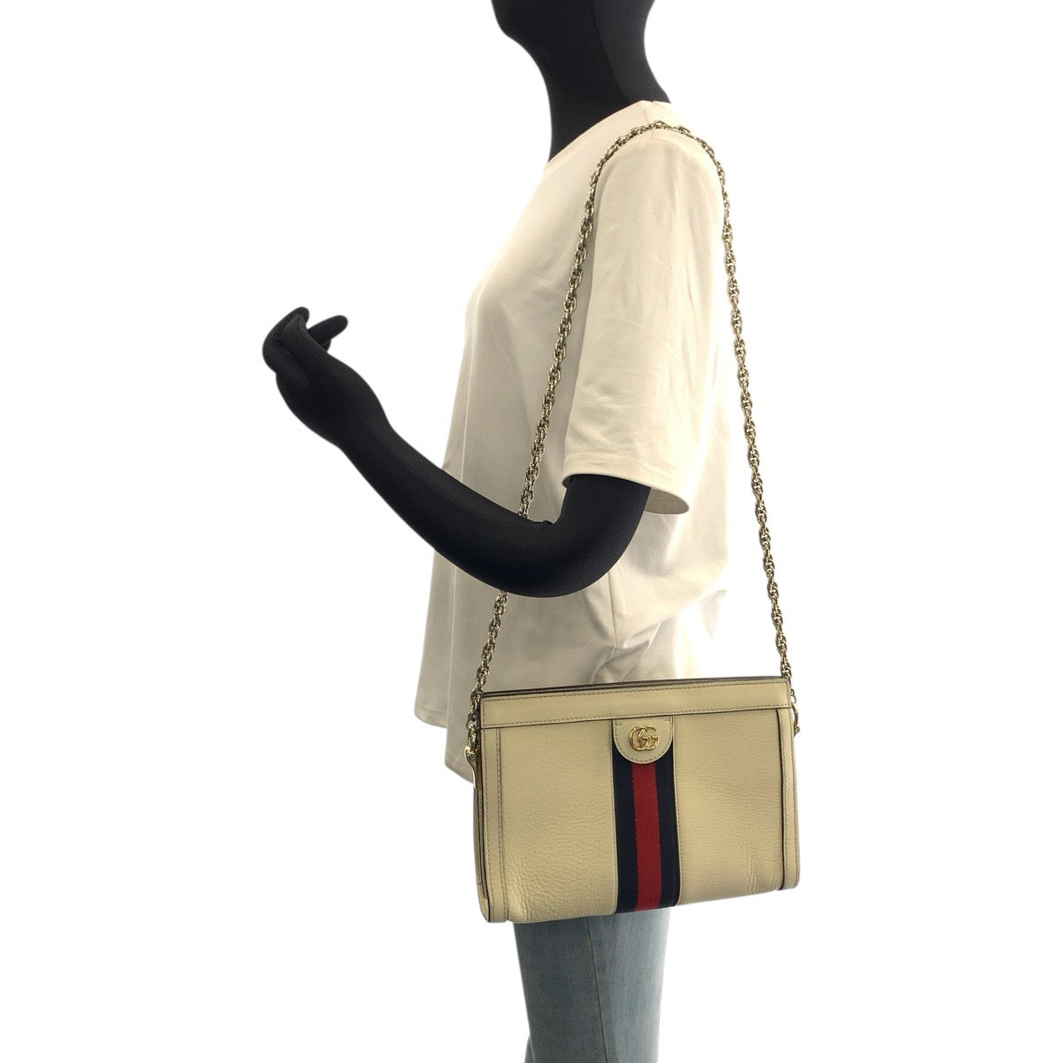 26520
GUCCI グッチ シェリーライン オフィディア ホワイト アイボリー ゴールド金具 レザー 503877 ショルダーバッグ ポシェット レディース ABP51