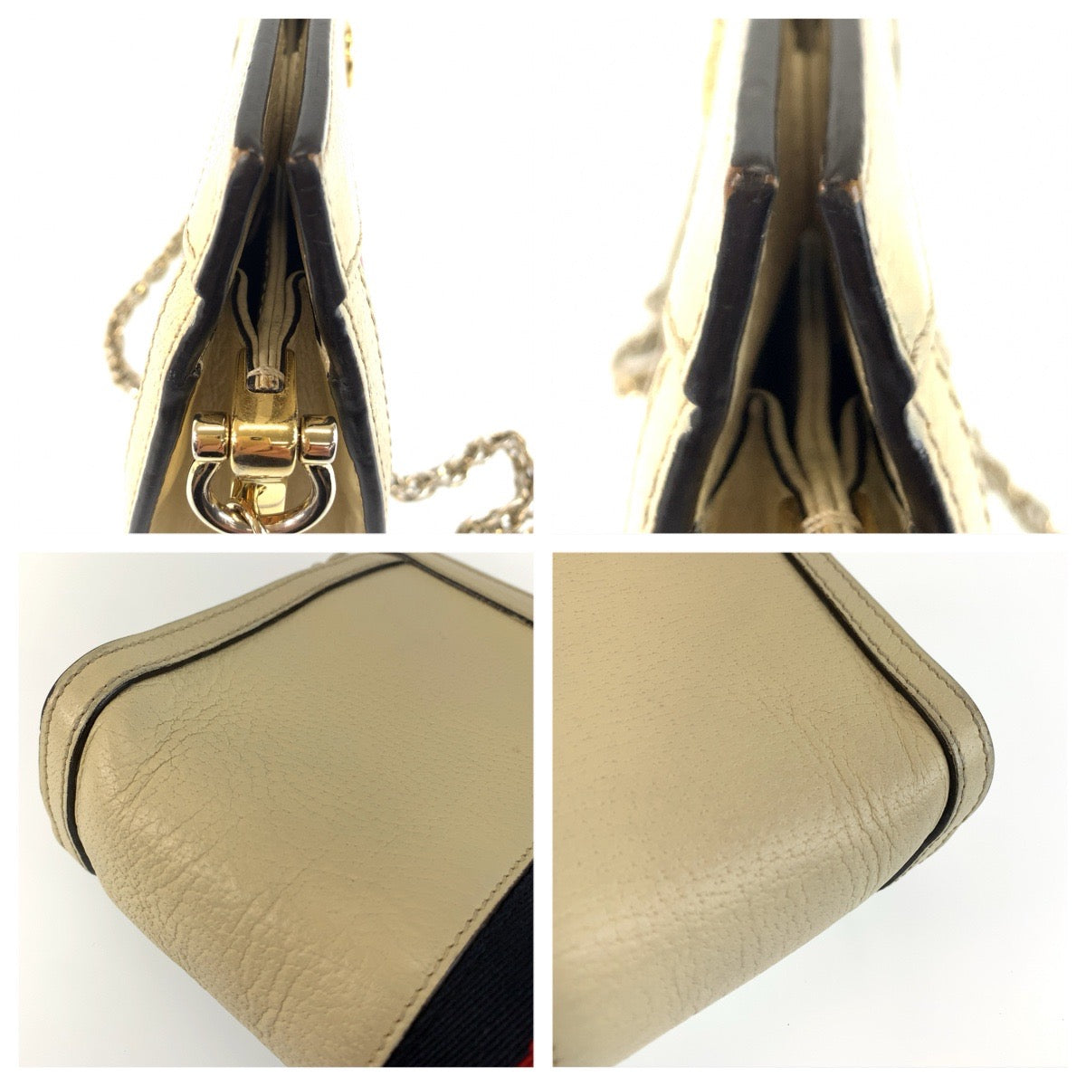 26520
GUCCI グッチ シェリーライン オフィディア ホワイト アイボリー ゴールド金具 レザー 503877 ショルダーバッグ ポシェット レディース ABP51