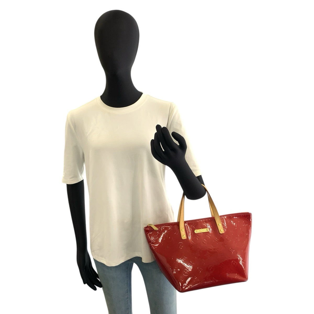 26521
LOUIS VUITTON ルイヴィトン モノグラム ヴェルニ ベルヴューPM レッド ゴールド金具 パテントレザー M93583 ハンドバッグ トートバッグ レディース AB52