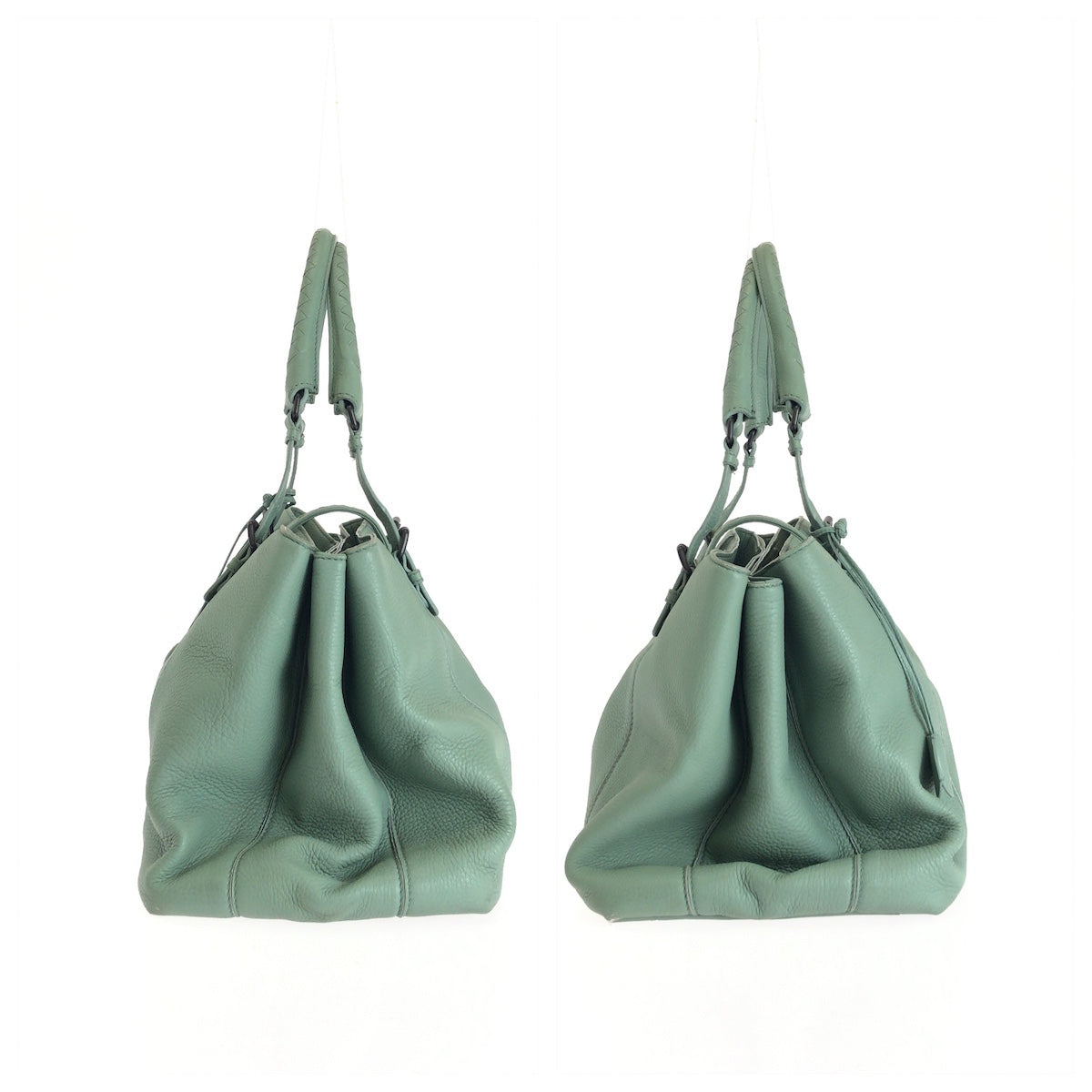 26522
BOTTEGAVENETA ボッテガヴェネタ イントレチャート ローマ バッグ グリーン ガンメタ金具 レザー トートバッグ ハンドバッグ レディース AB74