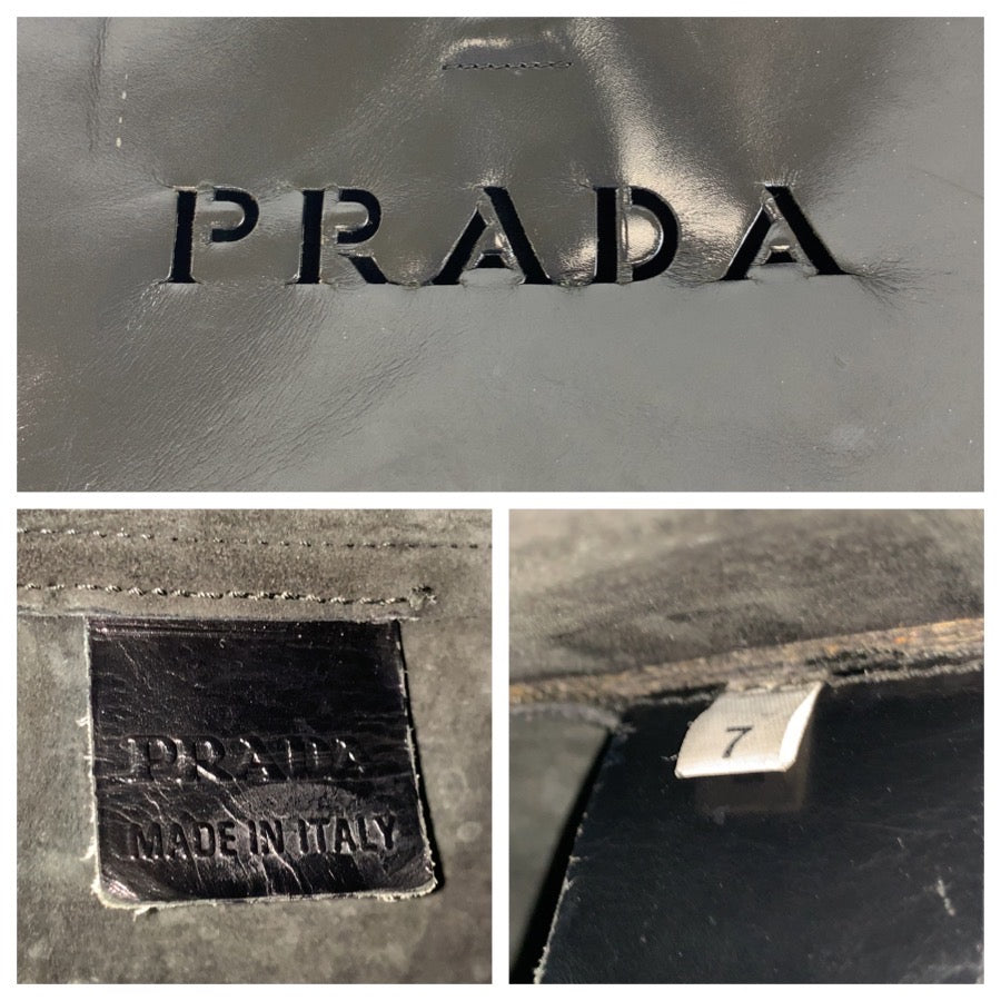 26525
PRADA プラダ パンチングロゴ ブラック 黒 レザー トートバッグ ショルダーバッグ レディース B14