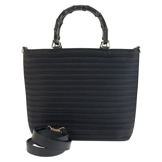 26528
GUCCI グッチ バンブー ブラック 黒 シルバー金具 キャンバス 000 1998 0588 ハンドバッグ ショルダーバッグ 2way レディース AB30