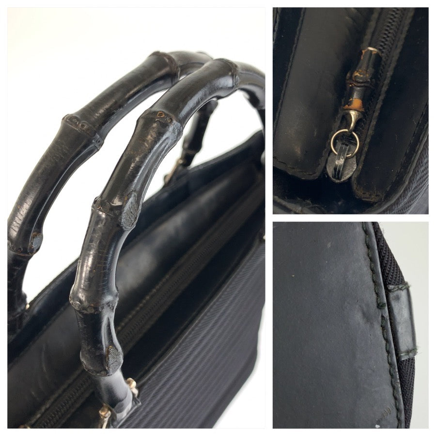 26528
GUCCI グッチ バンブー ブラック 黒 シルバー金具 キャンバス 000 1998 0588 ハンドバッグ ショルダーバッグ 2way レディース AB30