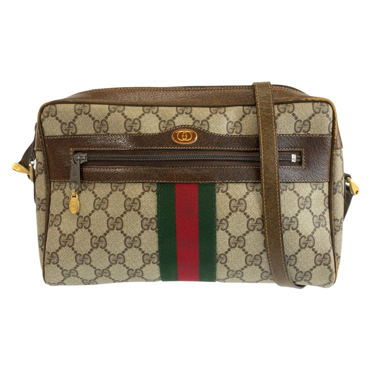 26529
GUCCI グッチ ヴィンテージ シェリーライン ベージュ ブラウン ゴールド金具 GGスプリームキャンバス / レザー 6 4071 ショルダーバッグ ポシェット レディース B30