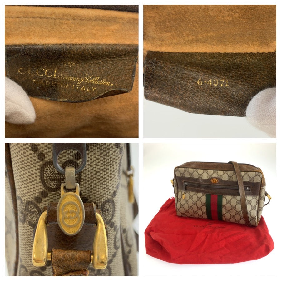 26529
GUCCI グッチ ヴィンテージ シェリーライン ベージュ ブラウン ゴールド金具 GGスプリームキャンバス / レザー 6 4071 ショルダーバッグ ポシェット レディース B30