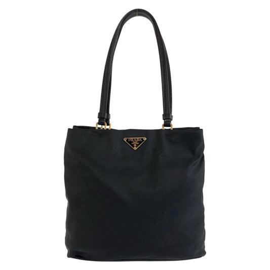 26534
PRADA プラダ テスート 三角ロゴプレート ブラック 黒 ゴールド金具 ナイロン トートバッグ ショルダーバッグ レディース AB35