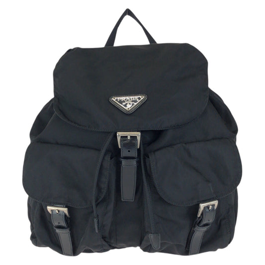 26535
PRADA プラダ テスート 三角ロゴプレート ブラック 黒 シルバー金具 ナイロン / レザー リュックサック バックパック レディース ABP49