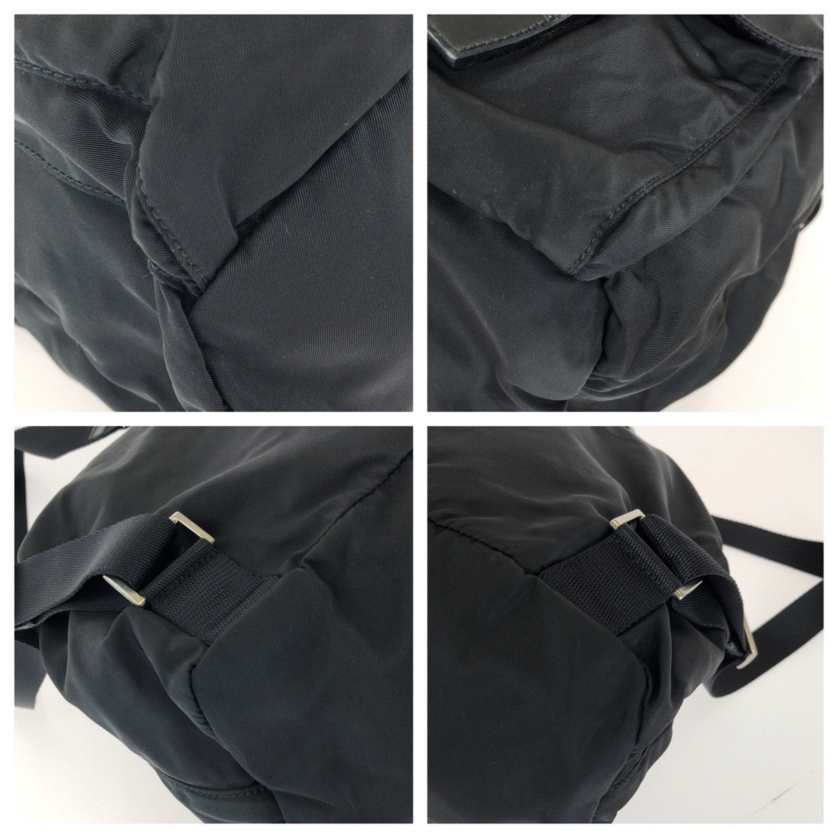 26535
PRADA プラダ テスート 三角ロゴプレート ブラック 黒 シルバー金具 ナイロン / レザー リュックサック バックパック レディース ABP49