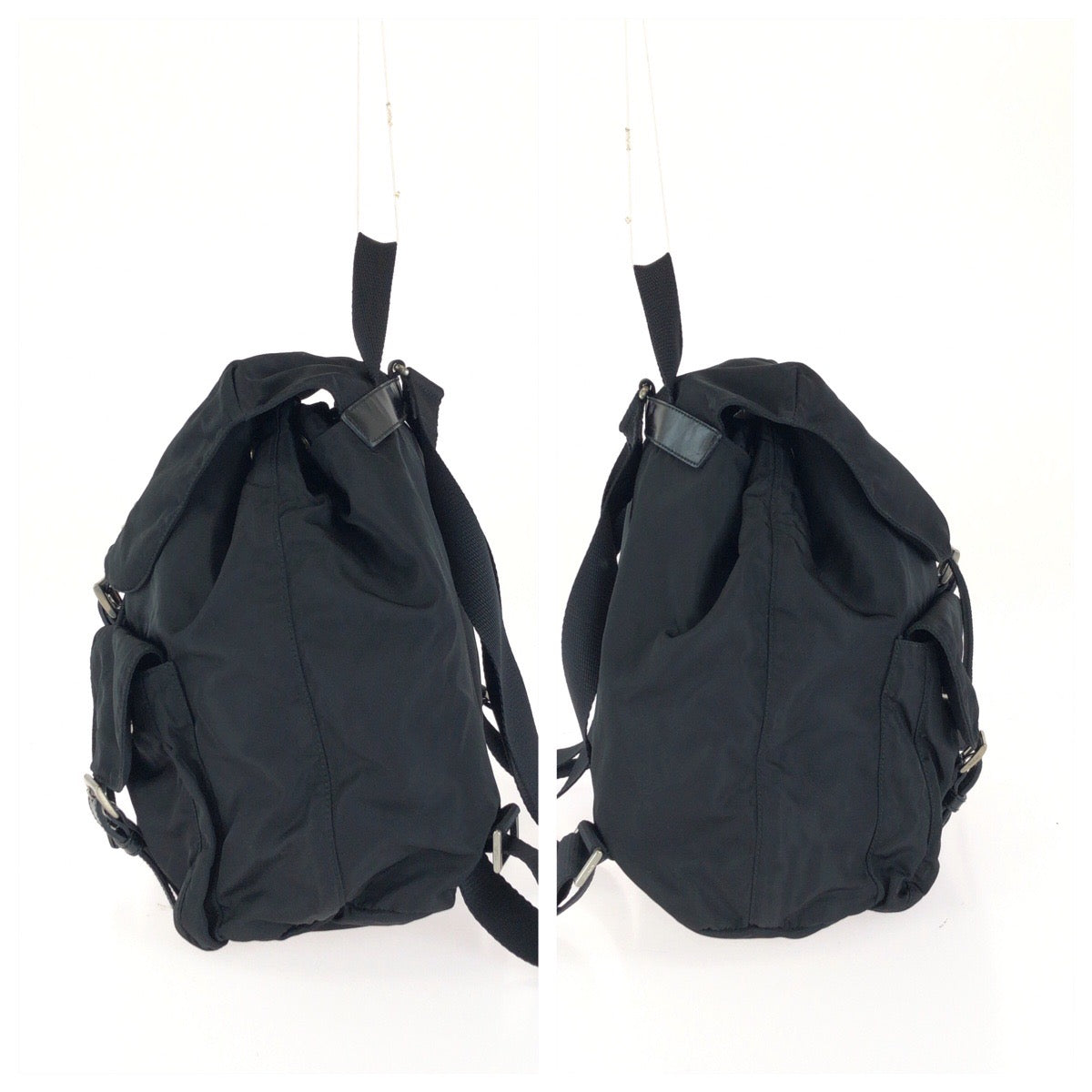 26535
PRADA プラダ テスート 三角ロゴプレート ブラック 黒 シルバー金具 ナイロン / レザー リュックサック バックパック レディース ABP49