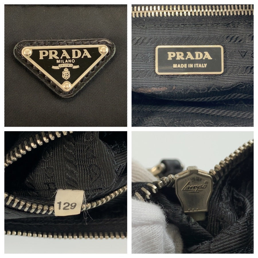 26539
PRADA プラダ テスート 三角ロゴプレート ブラック 黒 シルバー金具 ナイロン ショルダーバッグ ポシェット レディース ABP37