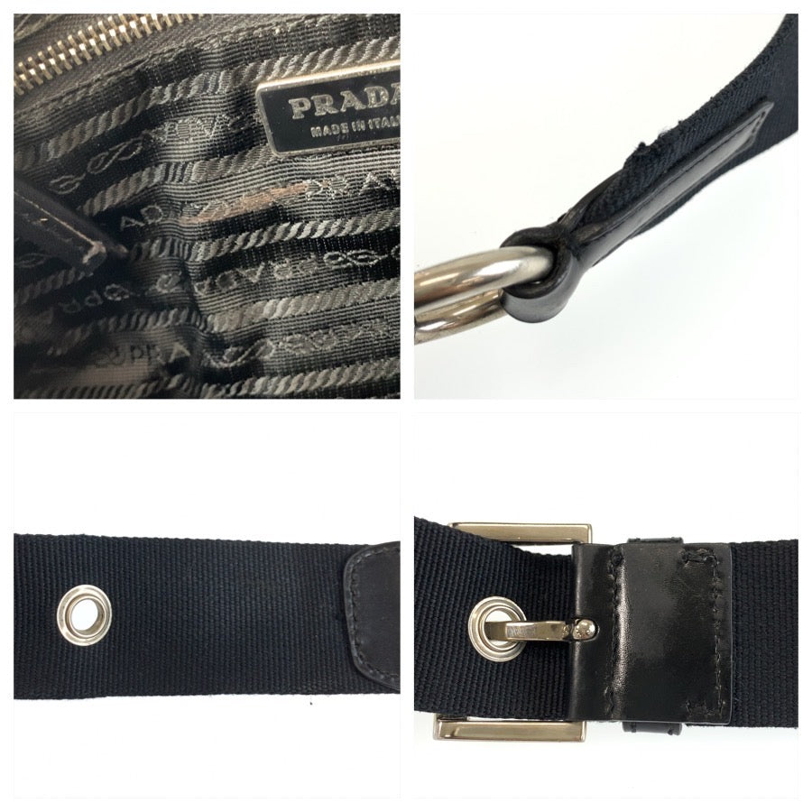 26539
PRADA プラダ テスート 三角ロゴプレート ブラック 黒 シルバー金具 ナイロン ショルダーバッグ ポシェット レディース ABP37