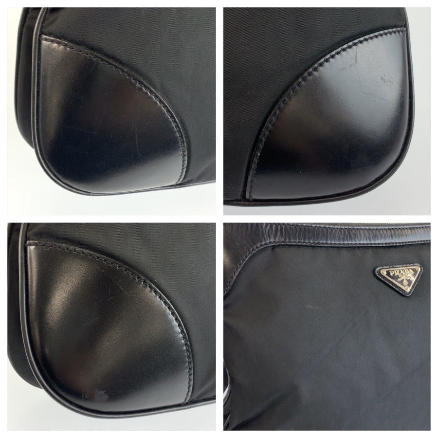 26539
PRADA プラダ テスート 三角ロゴプレート ブラック 黒 シルバー金具 ナイロン ショルダーバッグ ポシェット レディース ABP37