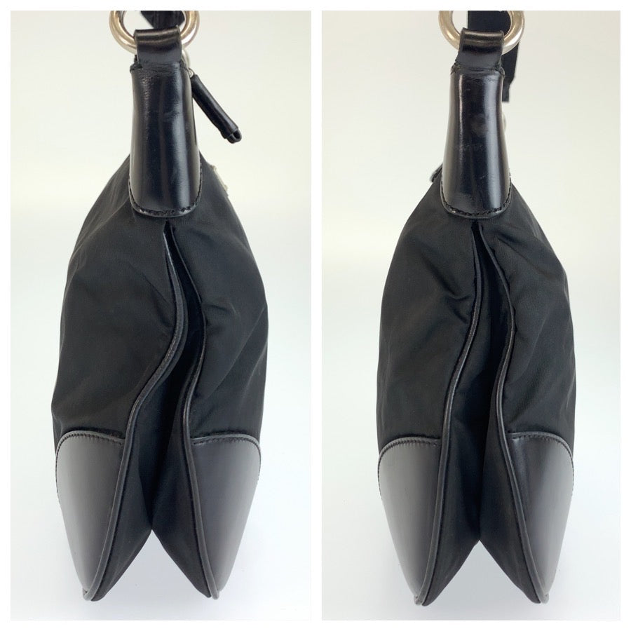 26539
PRADA プラダ テスート 三角ロゴプレート ブラック 黒 シルバー金具 ナイロン ショルダーバッグ ポシェット レディース ABP37