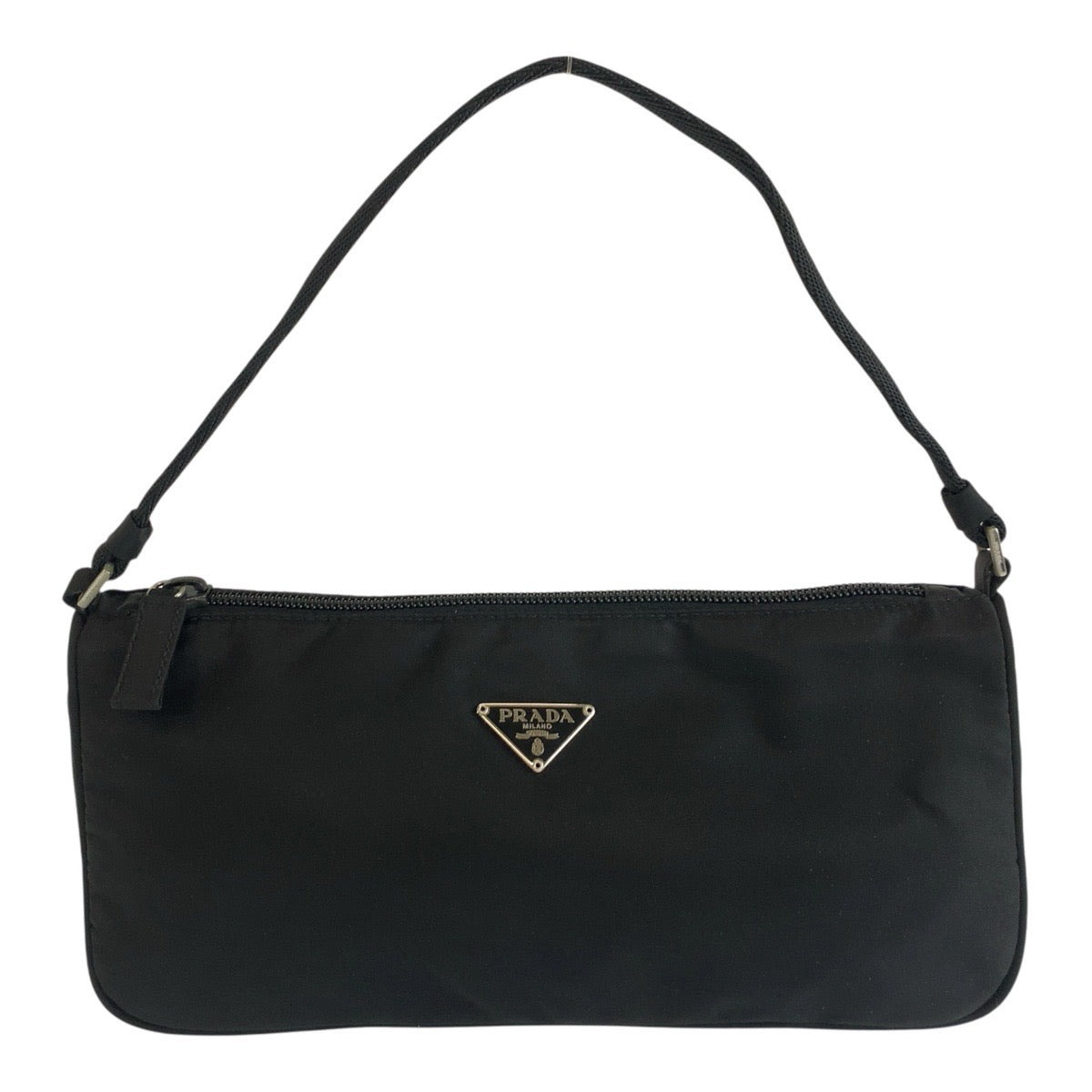 26542
PRADA プラダ テスート 三角ロゴプレート ブラック 黒 シルバー金具 ナイロン ハンドバッグ アクセサリーポーチ レディース A42