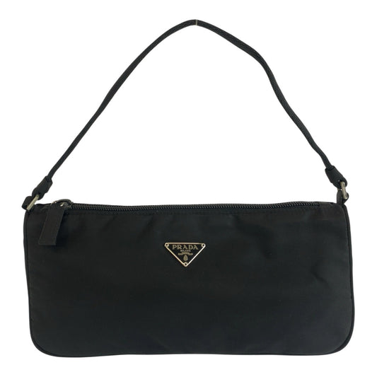 26542
PRADA プラダ テスート 三角ロゴプレート ブラック 黒 シルバー金具 ナイロン ハンドバッグ アクセサリーポーチ レディース A42