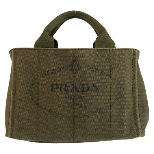 26545
PRADA プラダ カナパ 三角ロゴプレート カーキ ゴールド金具 キャンバス トートバッグ ハンドバッグ レディース AB42