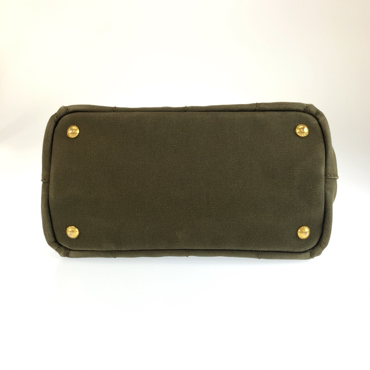 26545
PRADA プラダ カナパ 三角ロゴプレート カーキ ゴールド金具 キャンバス トートバッグ ハンドバッグ レディース AB42