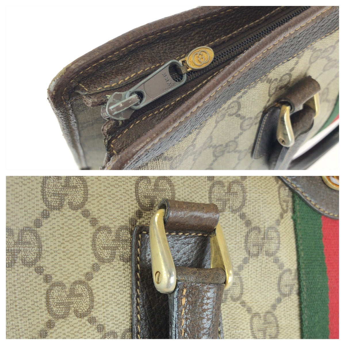 26546
GUCCI グッチ オールドグッチ シェリーライン ベージュ ブラウン ゴールド金具 GGスプリームキャンバス / レザー 010.378 ビジネスバッグ ブリーフケース 男女兼用 メンズ AB36
