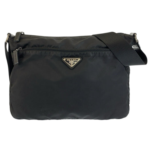 26549
PRADA プラダ テスート 三角ロゴプレート ブラック 黒 シルバー金具 ナイロン ショルダーバッグ ポシェット レディース AB32