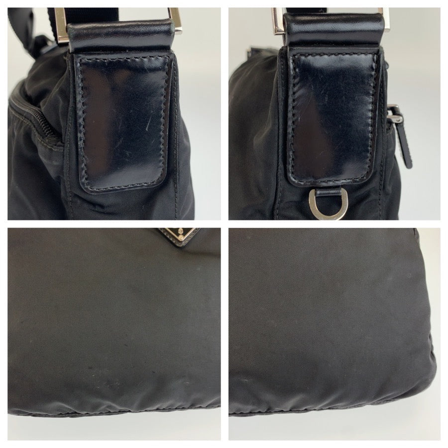 26549
PRADA プラダ テスート 三角ロゴプレート ブラック 黒 シルバー金具 ナイロン ショルダーバッグ ポシェット レディース AB32
