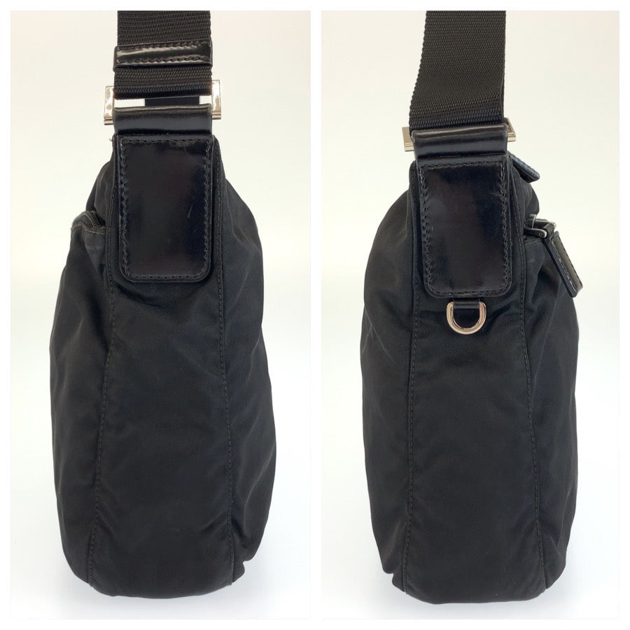 26549
PRADA プラダ テスート 三角ロゴプレート ブラック 黒 シルバー金具 ナイロン ショルダーバッグ ポシェット レディース AB32