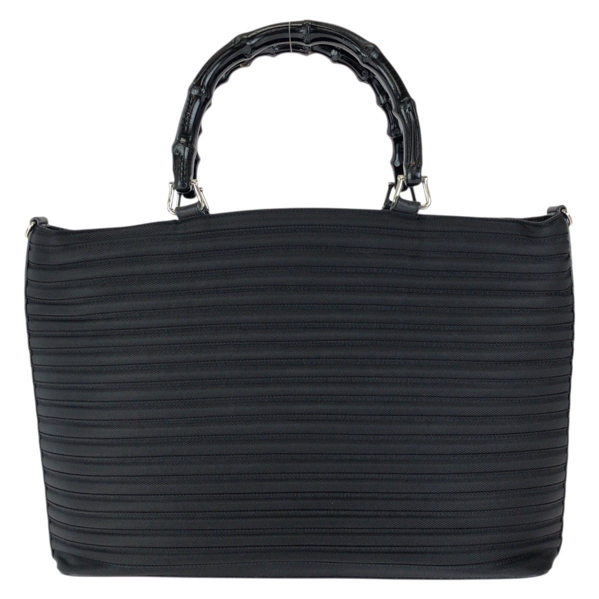 26553
GUCCI グッチ バンブー ブラック 黒 シルバー金具 ナイロン / レザー 002 8352 トートバッグ レディース AB30
