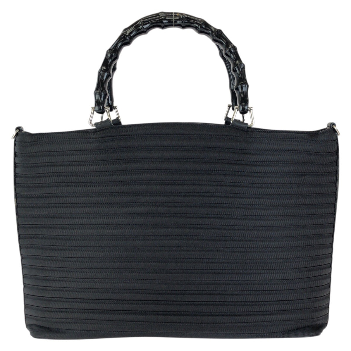 26553
GUCCI グッチ バンブー ブラック 黒 シルバー金具 ナイロン / レザー 002 8352 トートバッグ レディース AB30